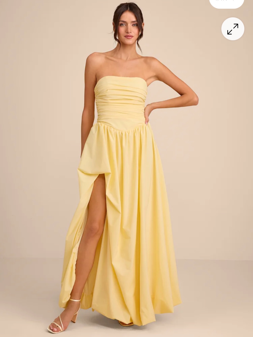 Lulus Strapless Yellow Maxi Dress With Side Slit
